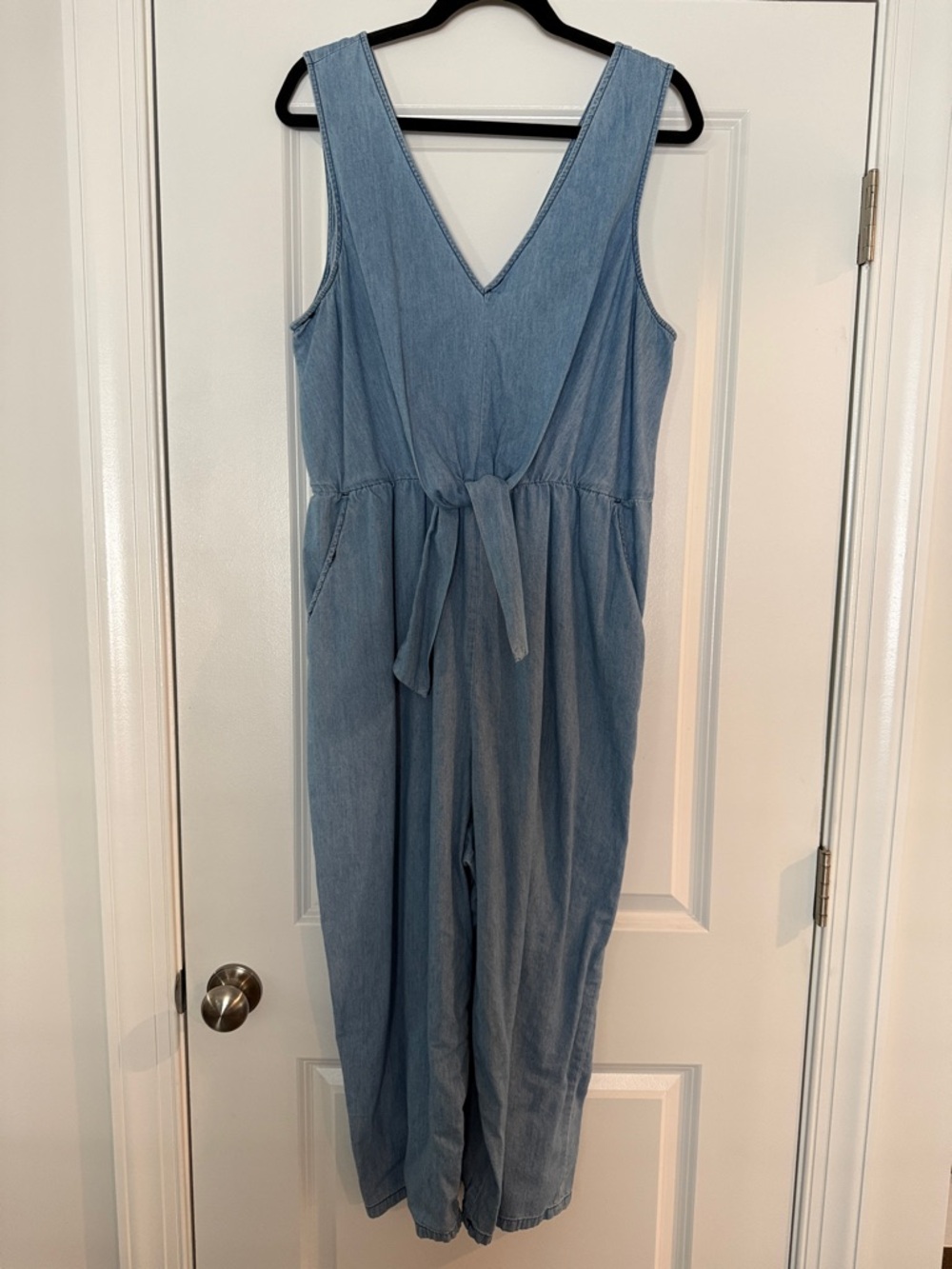 Light Wash Jumpsuit with Tie Waist